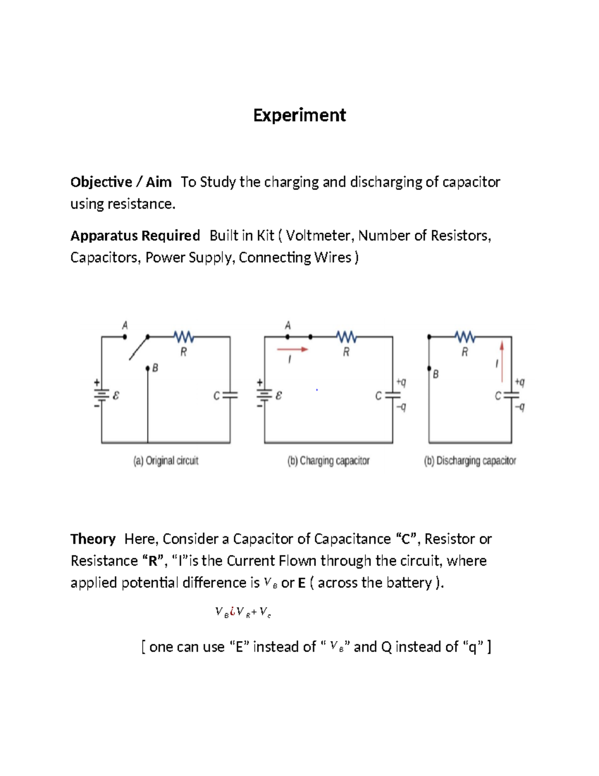 Practical Charging and Discharging of a capacitor Experiment