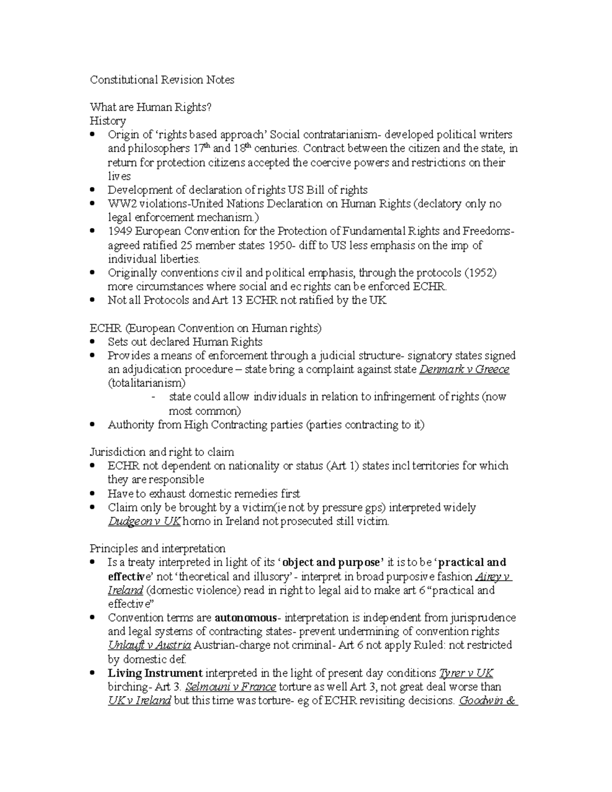 Public Revision Notes - Constitutional Revision Notes What are Human ...