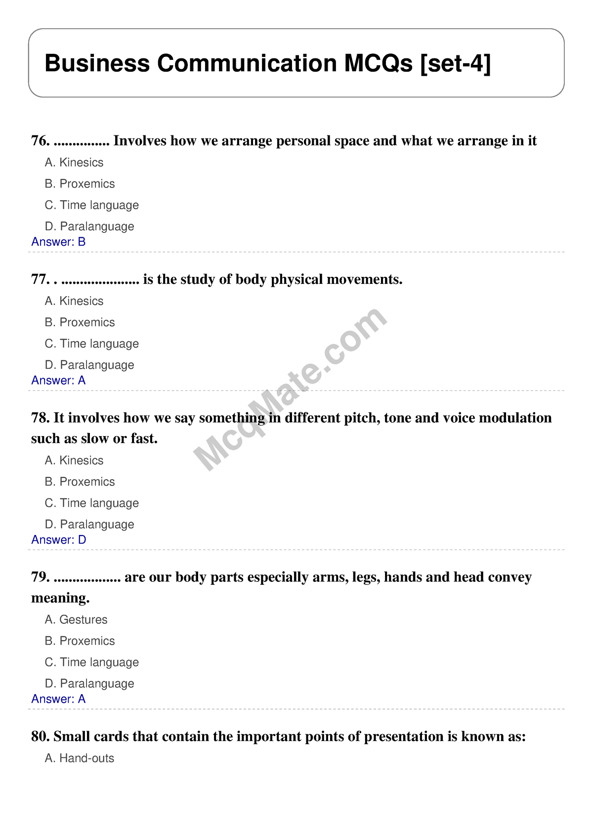 Business-communication-set-4 Mcqmate - McqMate Business Communication ...