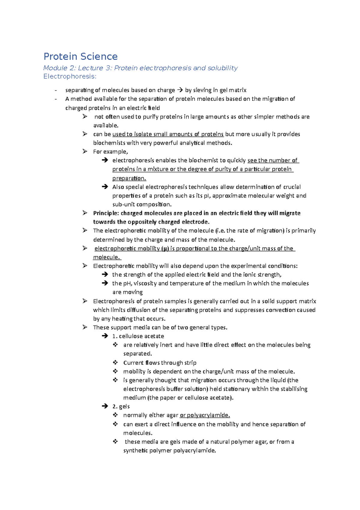 Protein Science Module 2, Lecture 3 can be used to isolate small