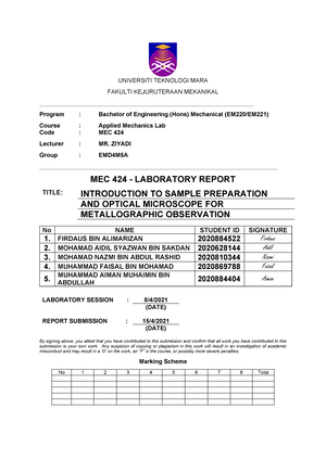 free vibration experiment lab report uitm