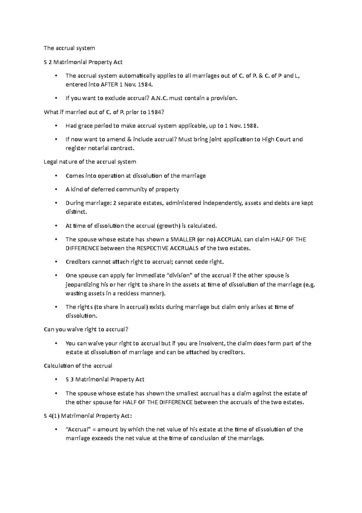 The Accrual System - The accrual system S 2 Matrimonial Property Act ...