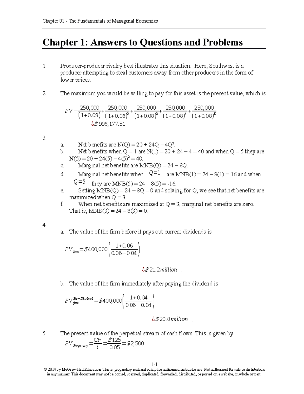 Chapter 1 Solutions - Chapter 1: Answers to Questions and Problems ...