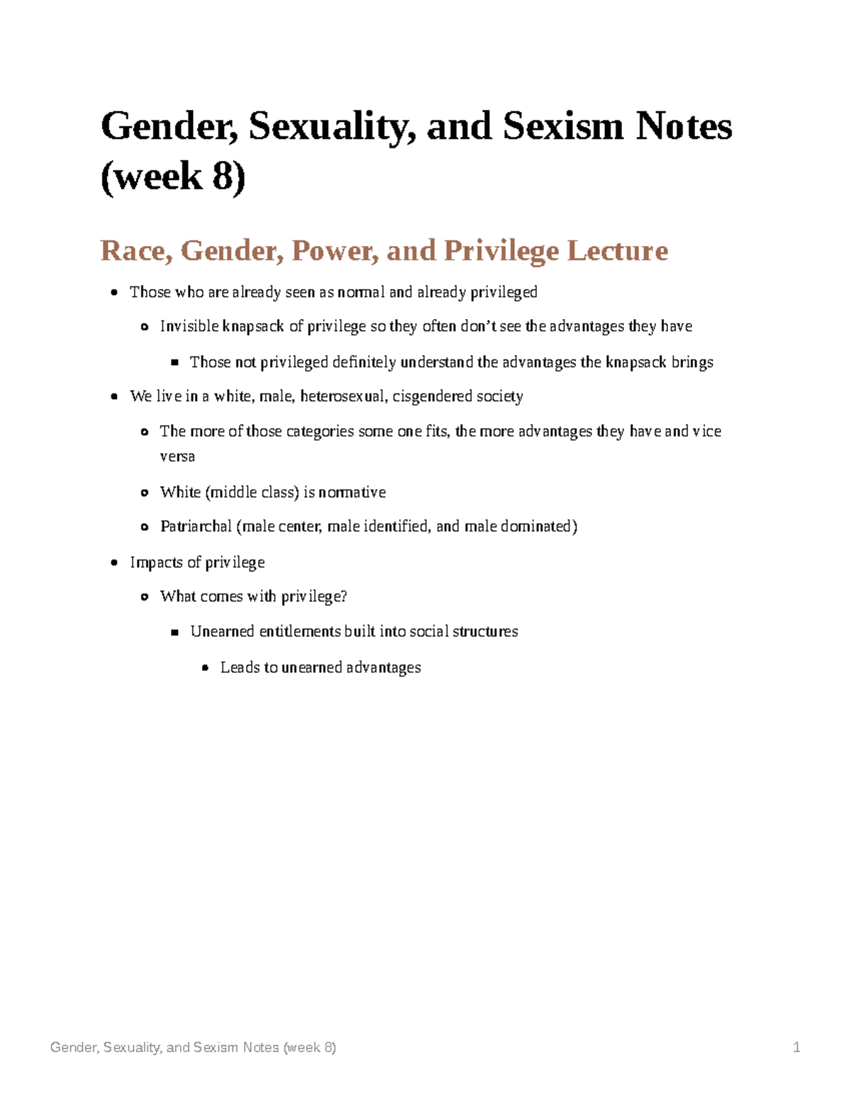 Gender Sexuality and Sexism Notes - Studocu