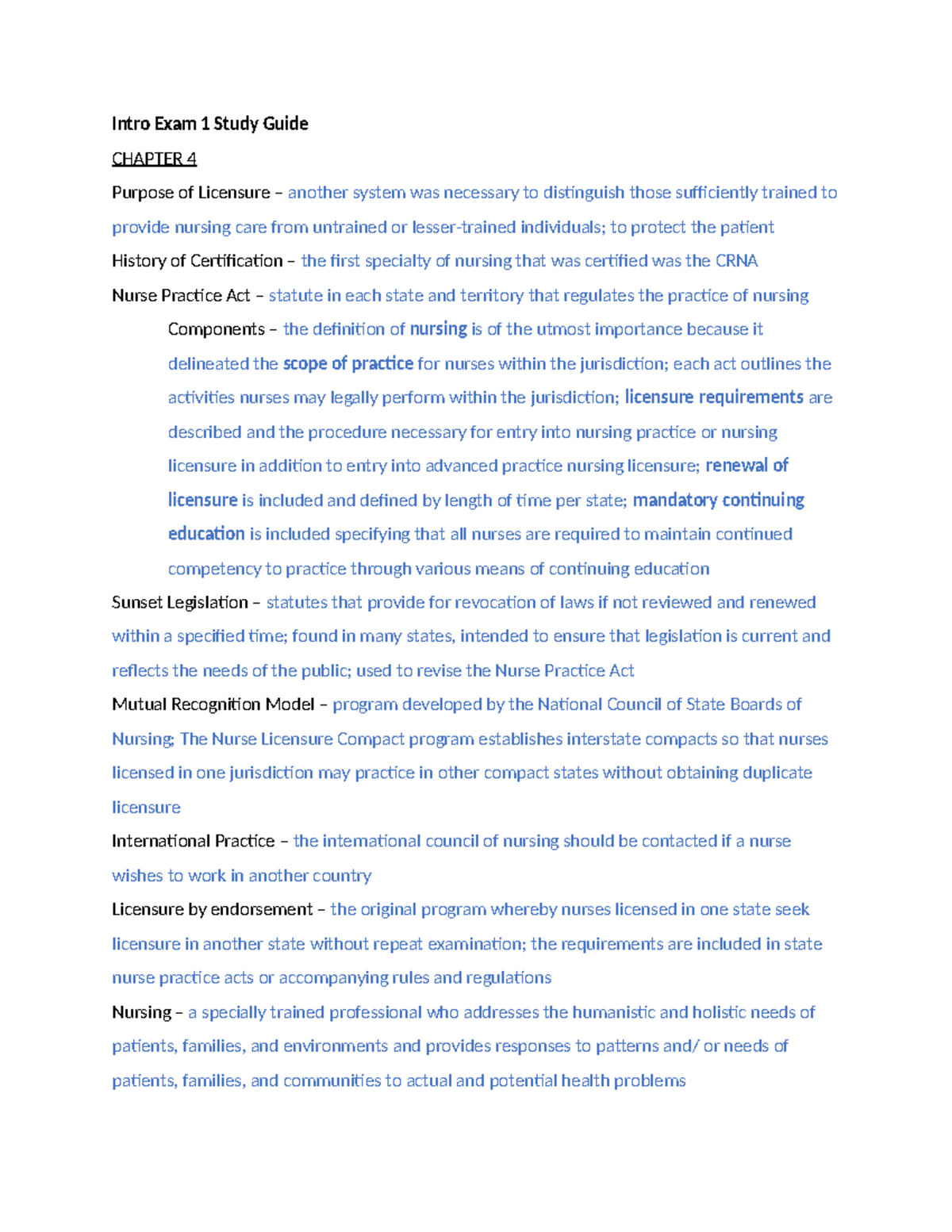 Intro Exam 1 Study Guide - Intro Exam 1 Study Guide CHAPTER 4 Purpose ...