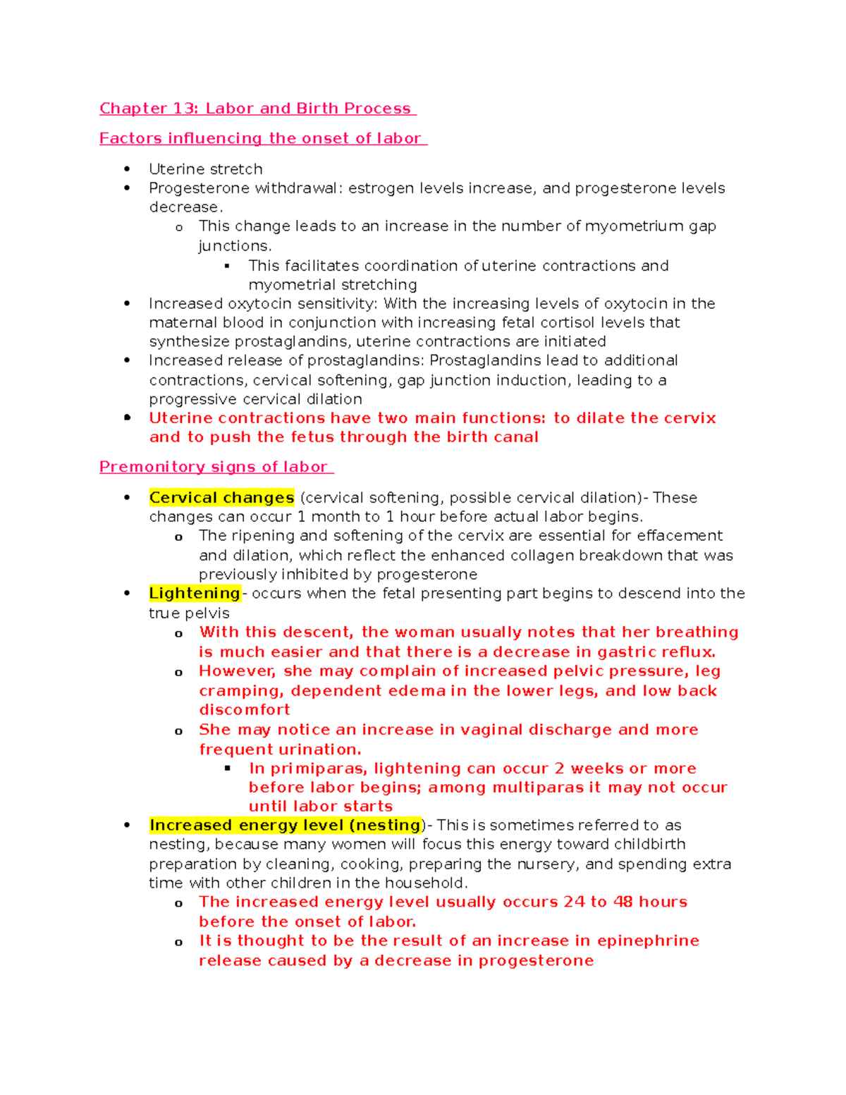 Chapter 13 Labor And Birth Process - Chapter 13: Labor And Birth ...