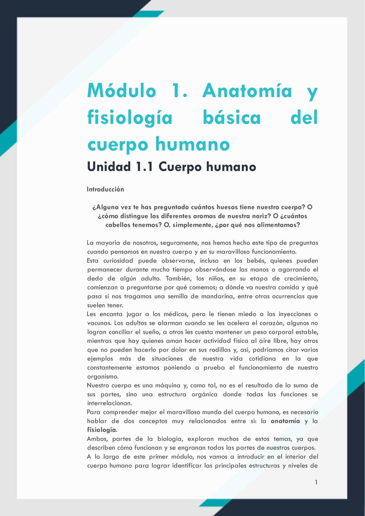 Módulo 1. Anatomía Y Fisiología Básica Del Cuerpo Humano - Módulo 1 ...