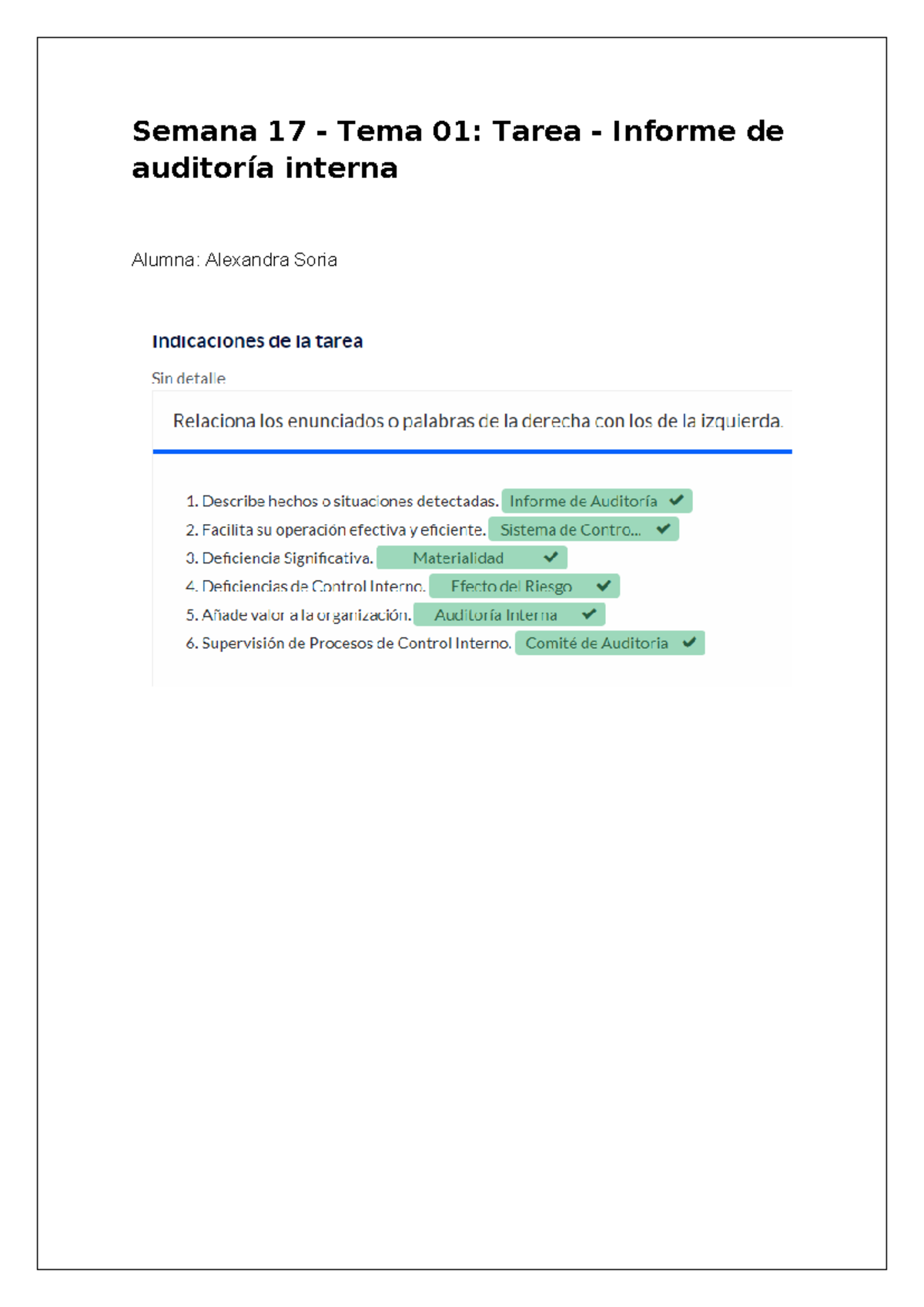 Semana 17 - Informe de auditoría interna - Control Interno - Semana 17 ...