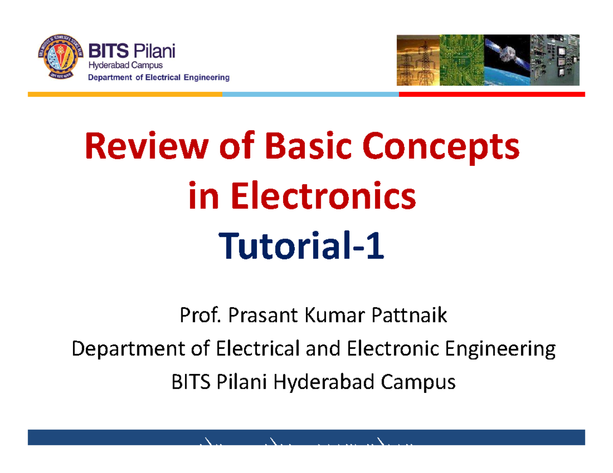 AE Tut-1 24Jan22 - Analog Electronics Practice Problems with solutions ...