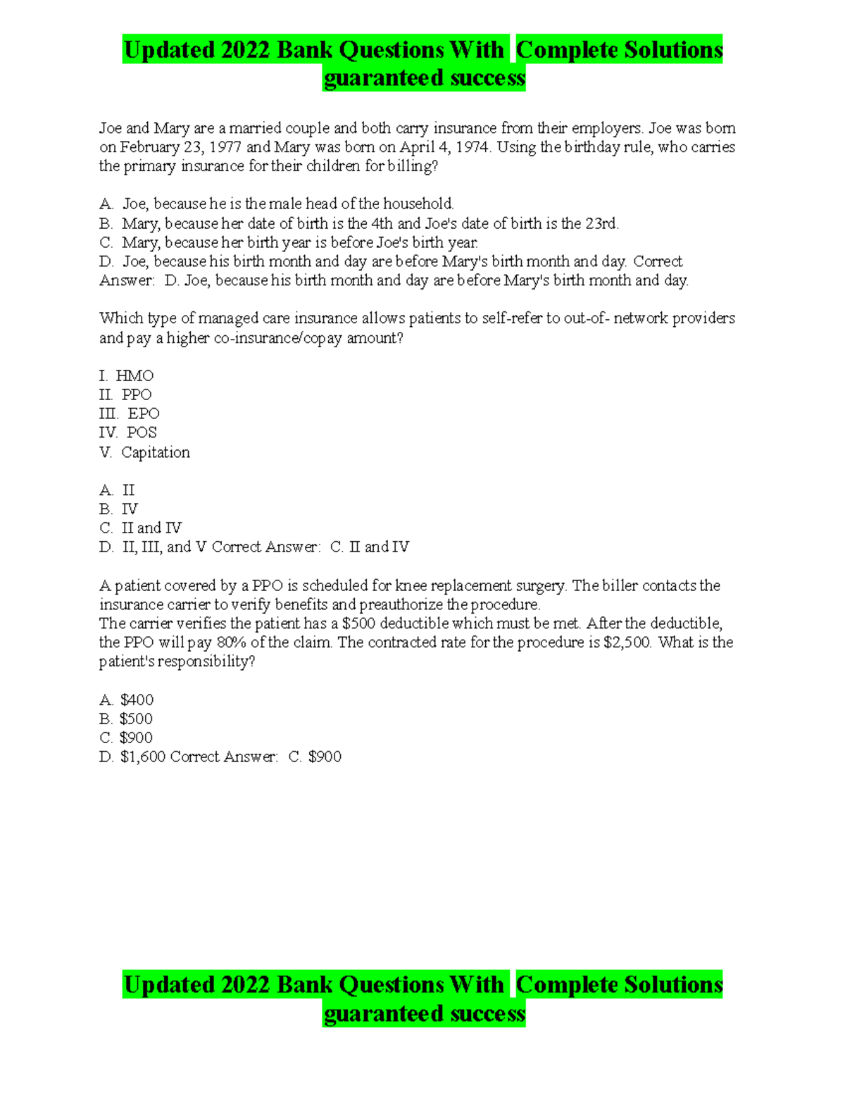 AAPC CPB Test Bank Questions With Complete Solutions 2022 - Guaranteed ...