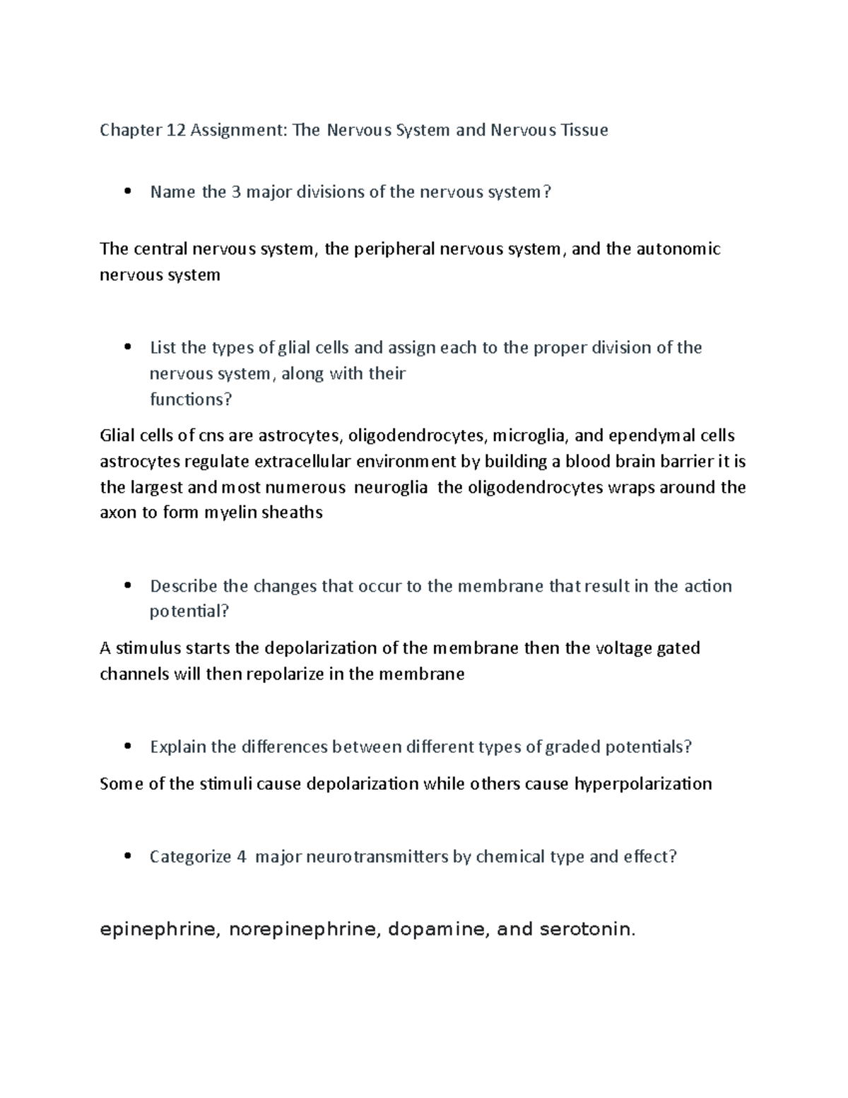 Document 97 - description of the nervous system and the tissue and its ...