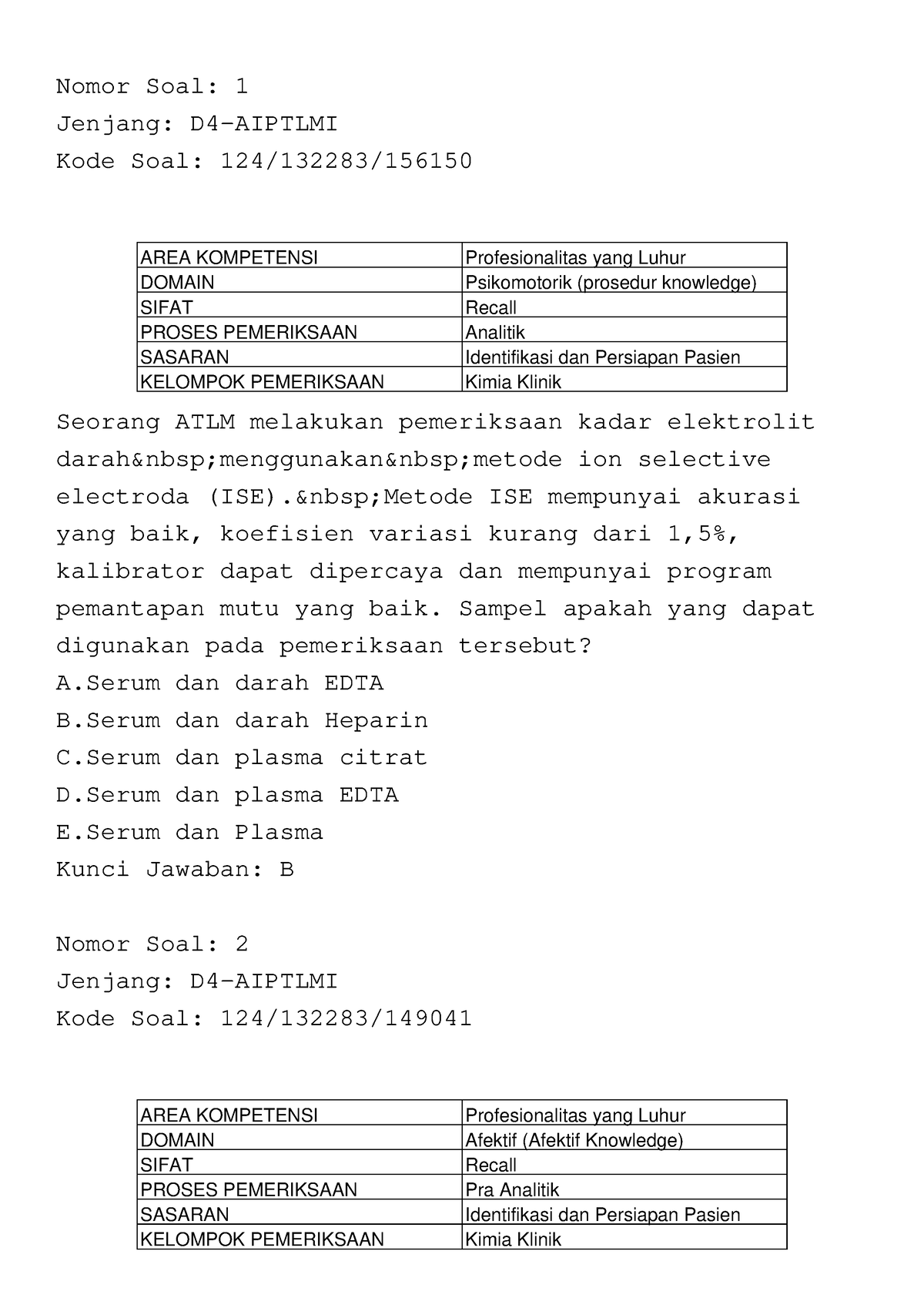 2. Paket Soal D4 TLM Poltekkes Kemenkes Surabaya - Nomor Soal: 1 ...