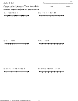 Compound and Absolute Value Inequalities practice - ©R y 2 O ...