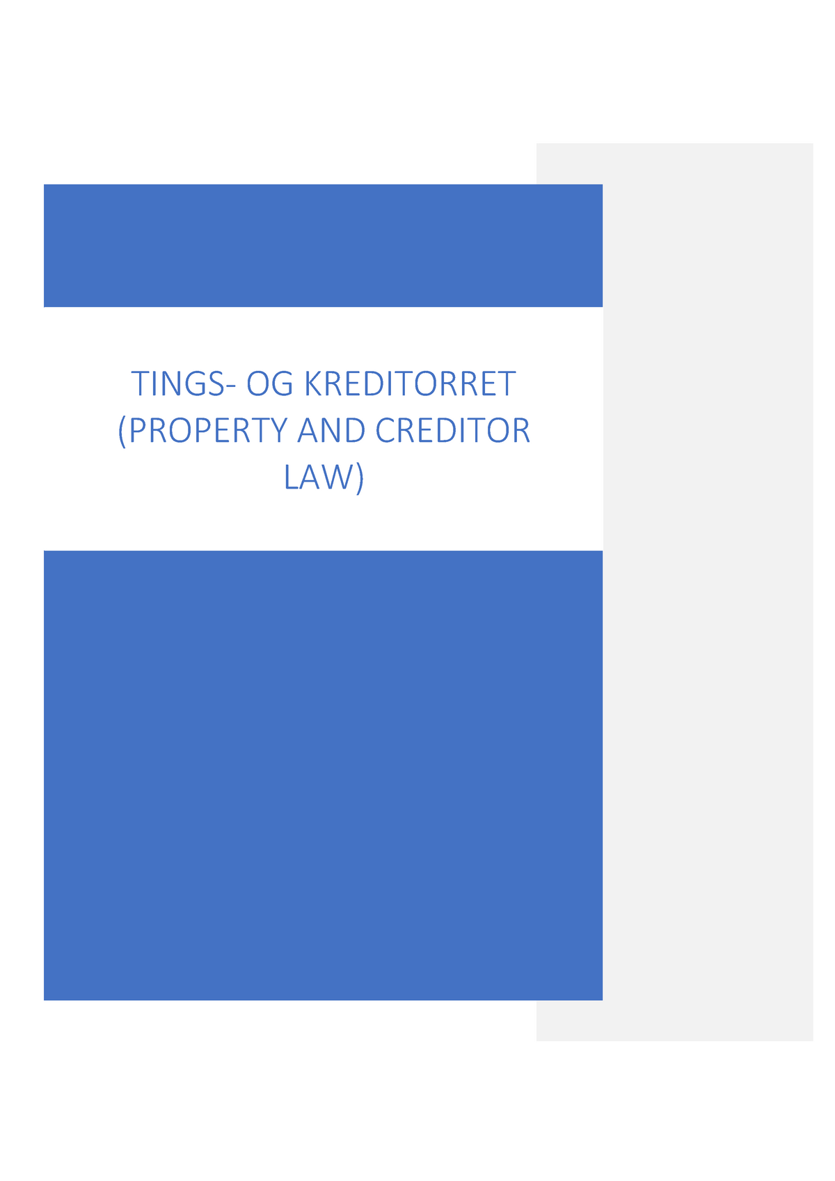 Tings- Og Kreditorret - TINGS- OG KREDITORRET (PROPERTY AND CREDITOR ...