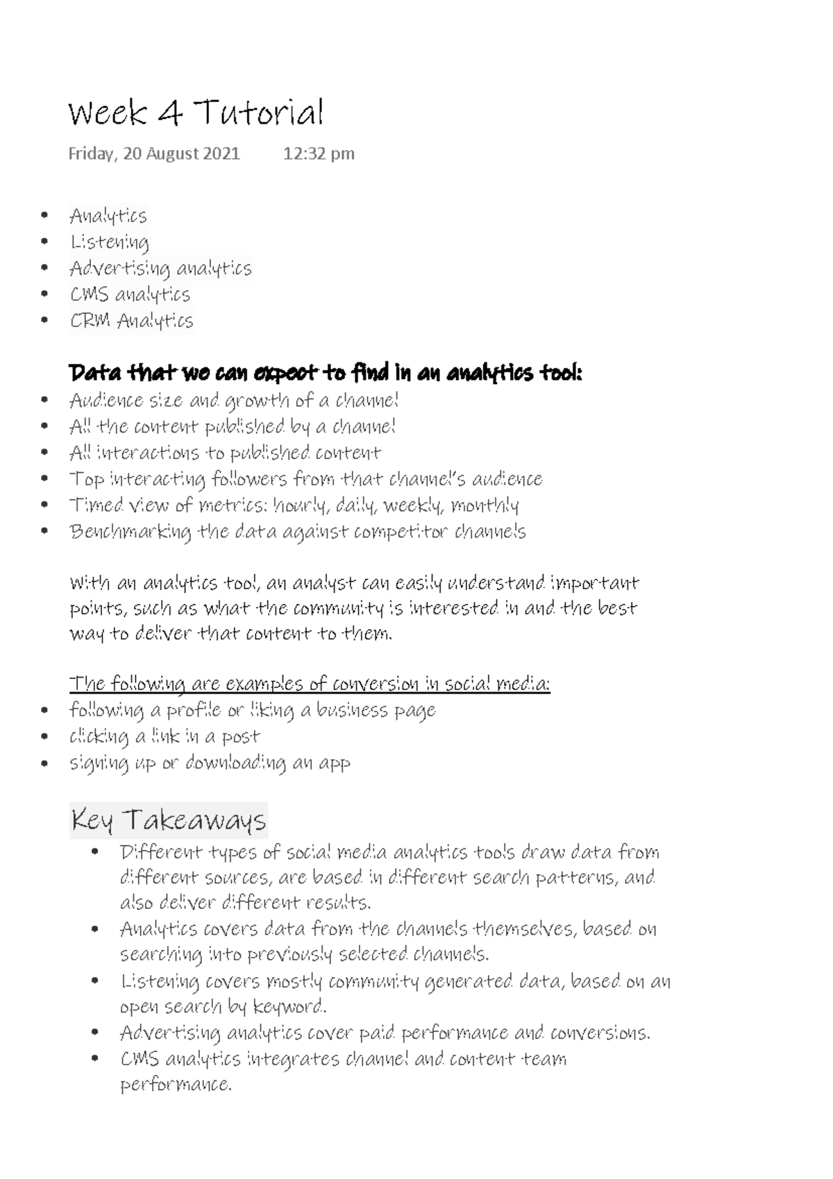 CYB104 Week 4 Tutorial - Analytics Listening Advertising analytics CMS ...