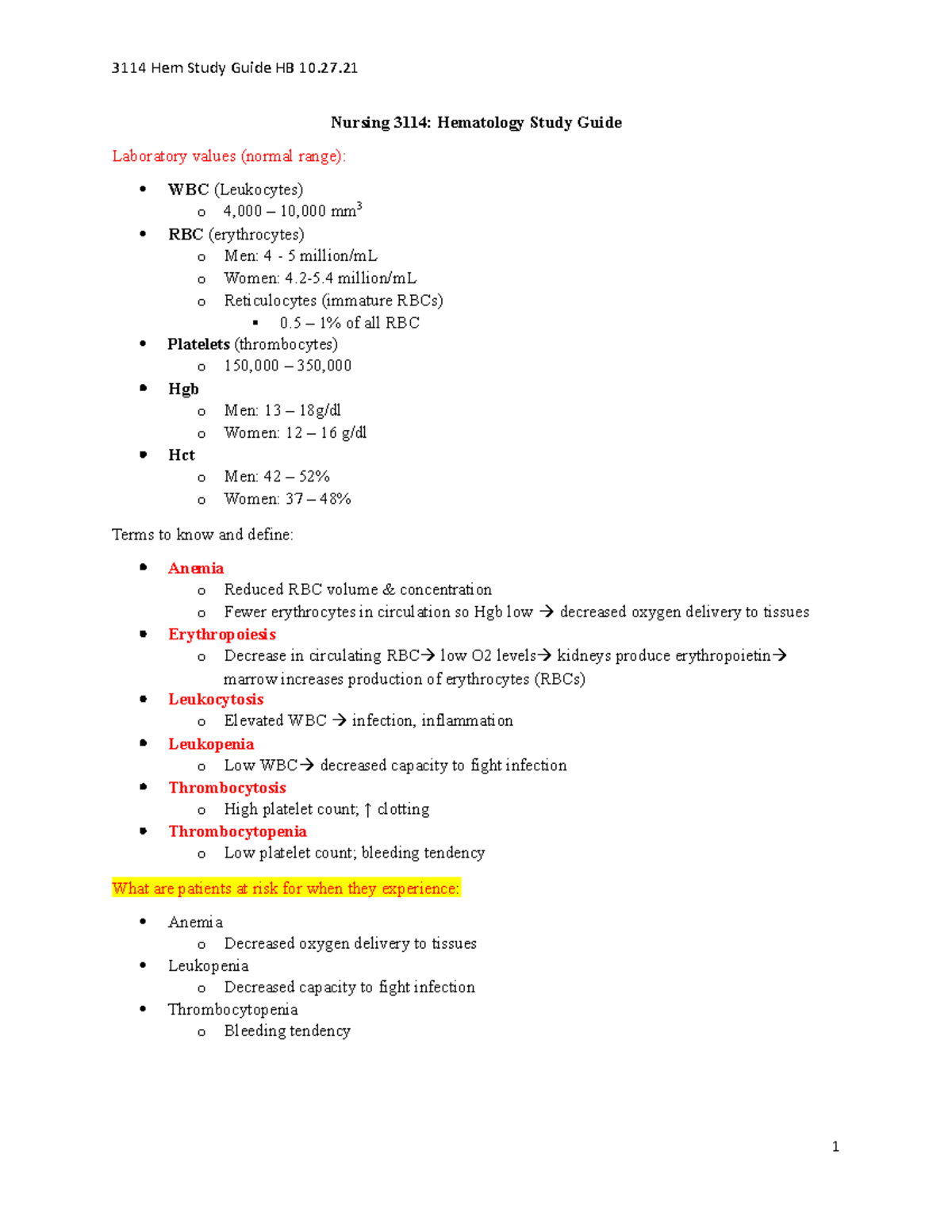 hematology-topics-nursing-3114-hematology-study-guide-laboratory