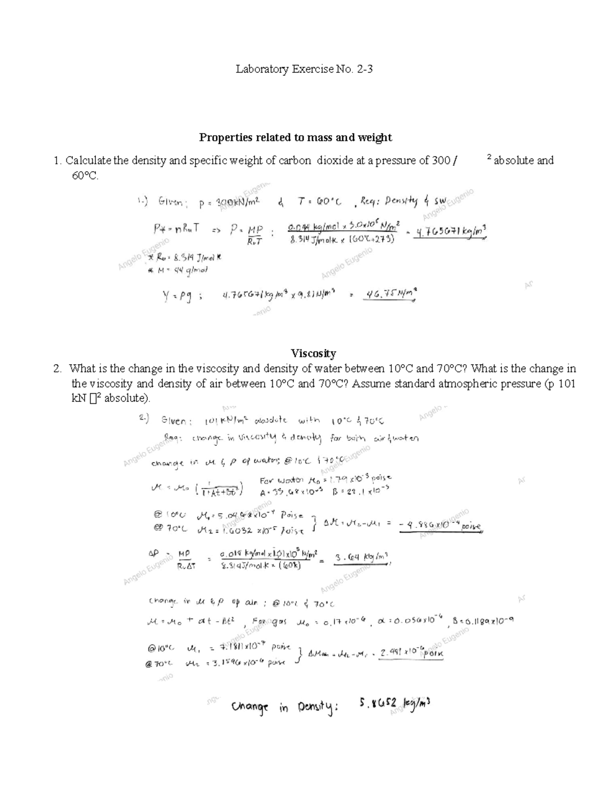 ENGR 2323 Lab Exercise - Laboratory Exercise No. 2- Properties related ...