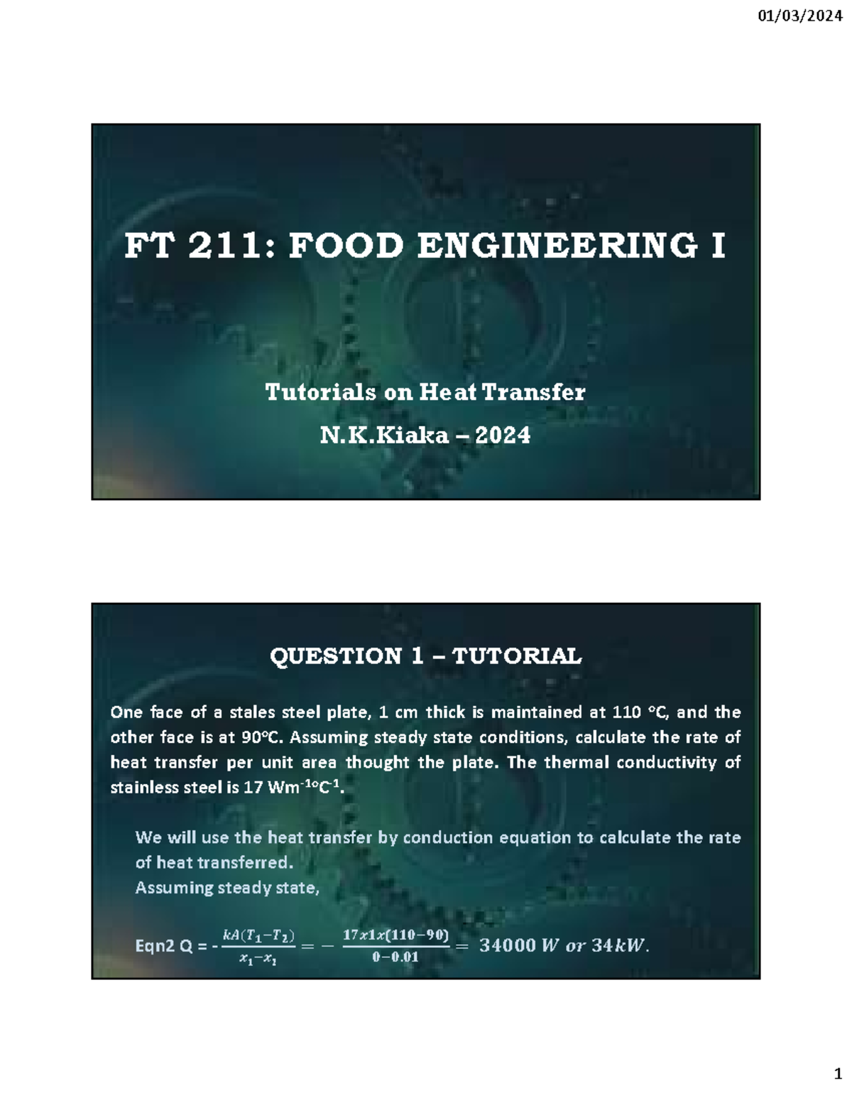 HT Complete Tutorials - Lecture notes for food technology - FT 211 ...
