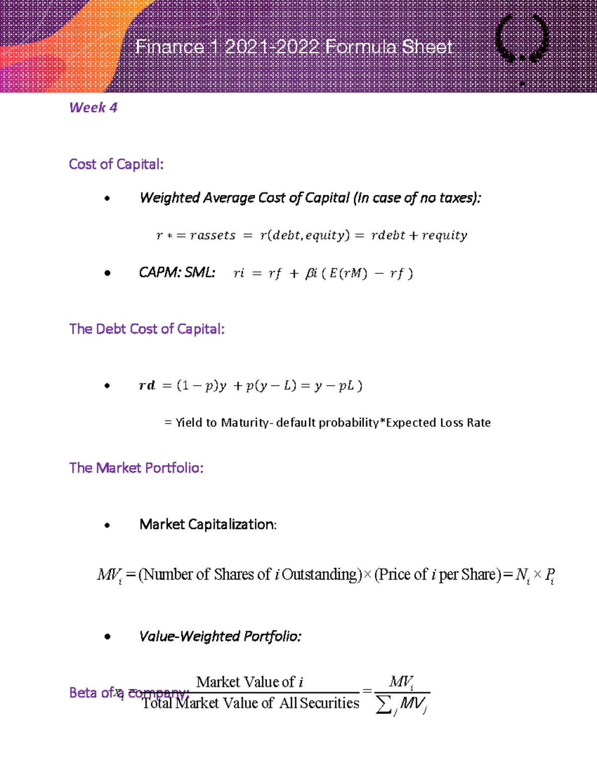 finance-formula-sheet-4-week-4-cost-of-capital-weighted-average-cost