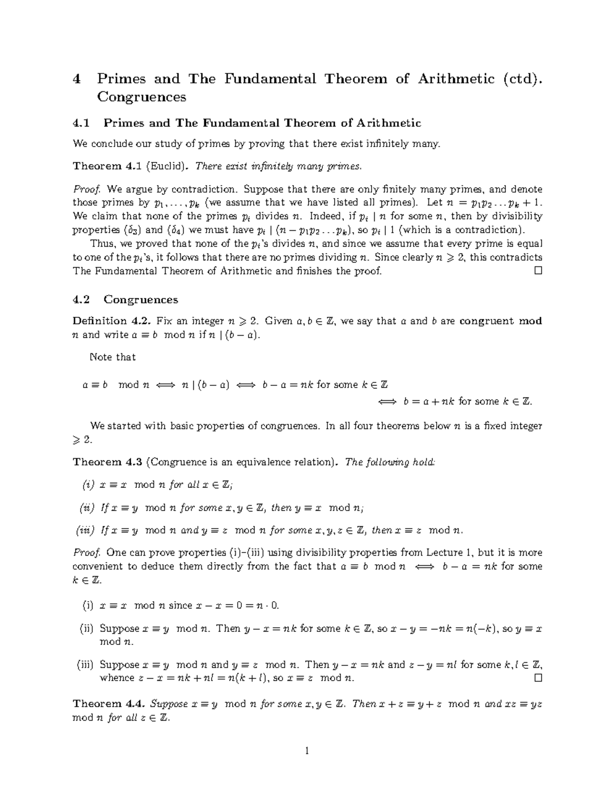 Lecture 4 Class Notes Math 3354 Studocu