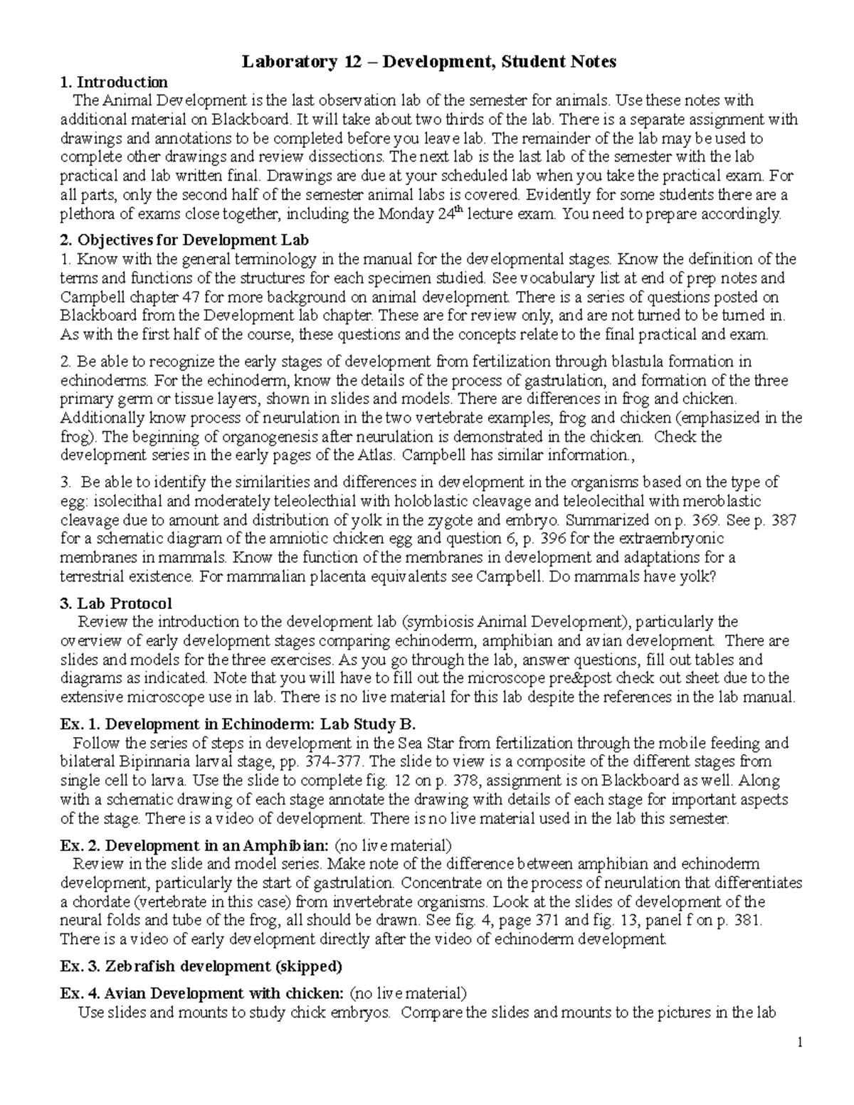 Laboratory 12 lab report Laboratory 12 Development, Student Notes