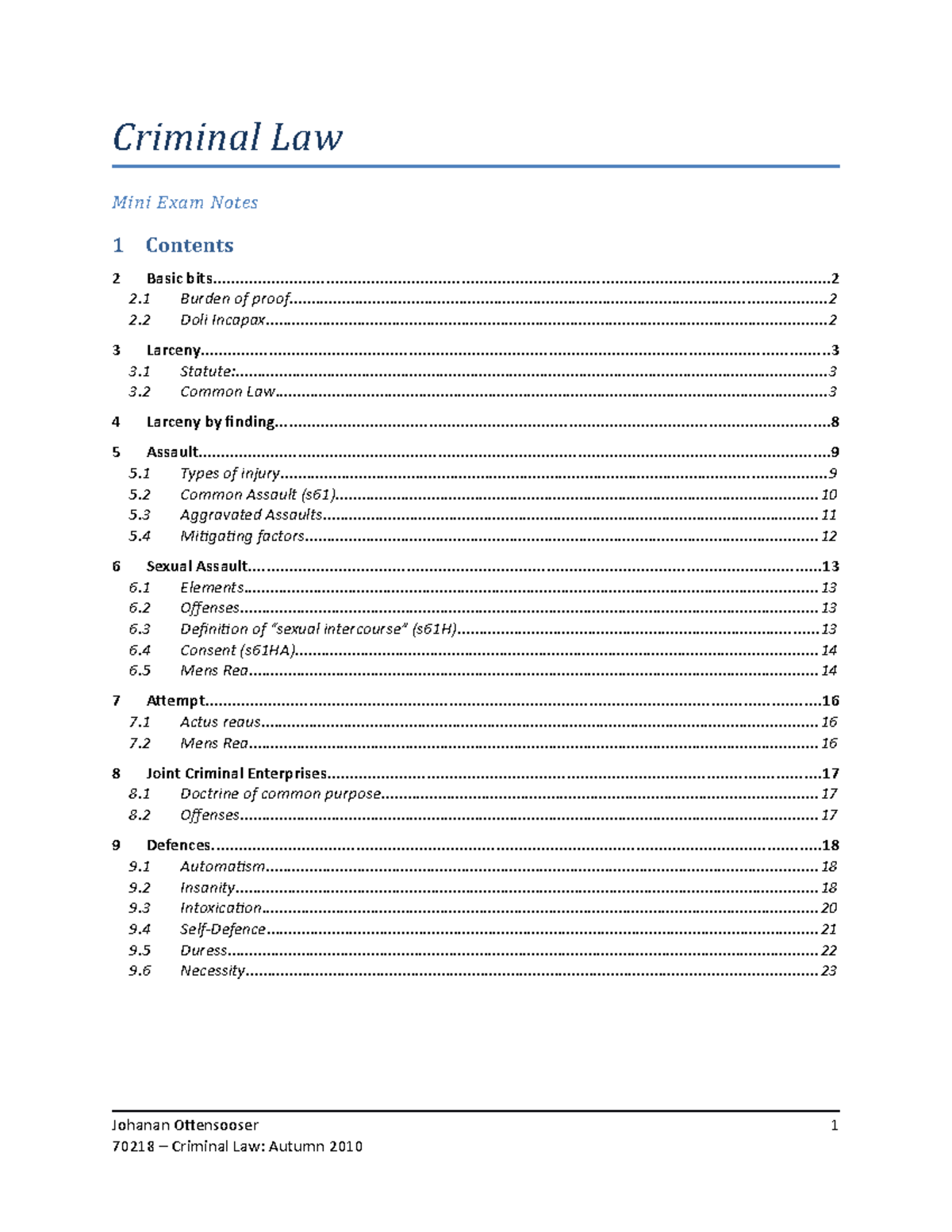 Criminal-Law - Summary Criminal Law and Procedure - Criminal Law Mini ...