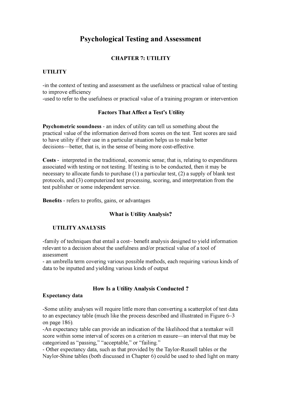 Chapter 7 Summary Of Psychological Testing And Assessment (7th Ed. By ...