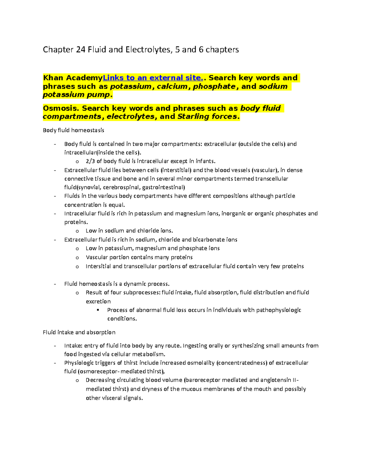 Chapter 24 Fluid and Electrolytes Chapter 24 Fluid and Electrolytes