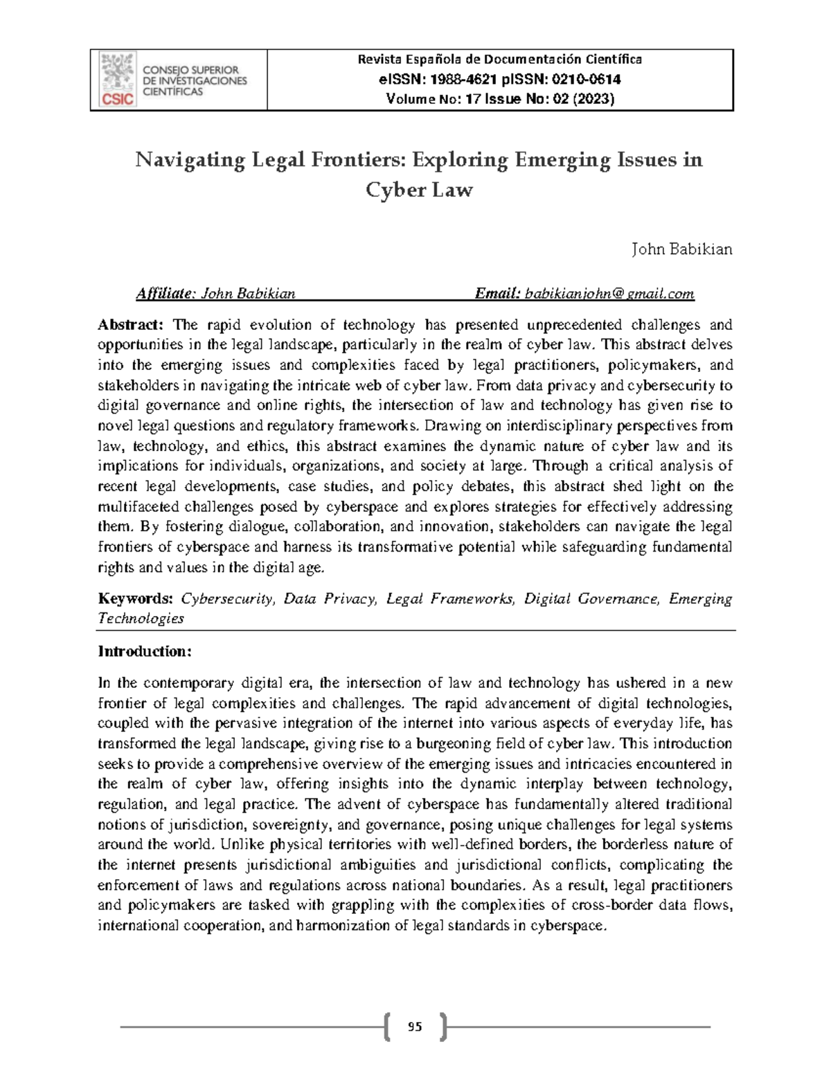 Law+3 - eISSN: 1988 - 4621 pISSN: 0210 - 0614 Volume No: 17 Issue No ...