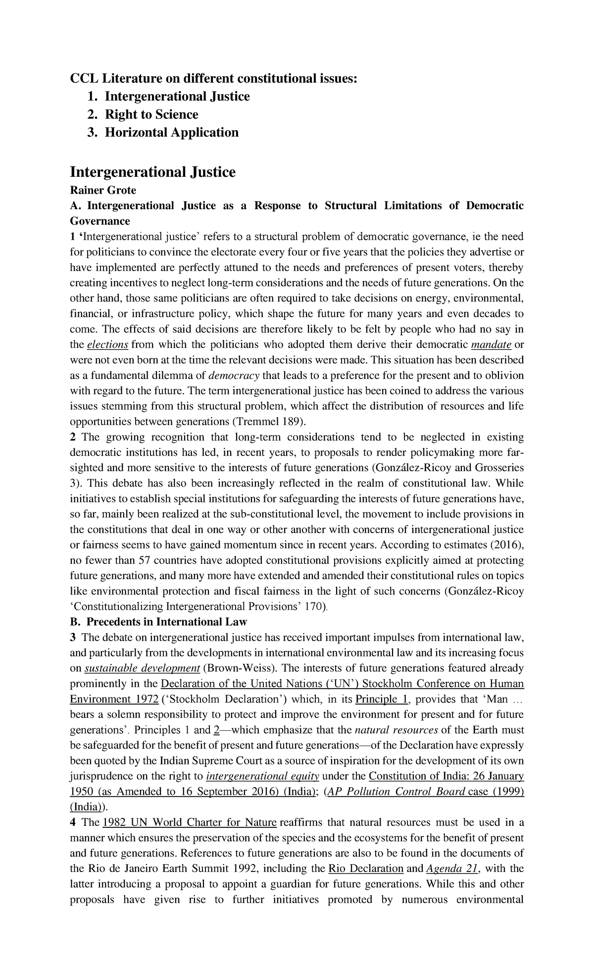 3 Article - CCL Literature on different constitutional issues: 1 ...