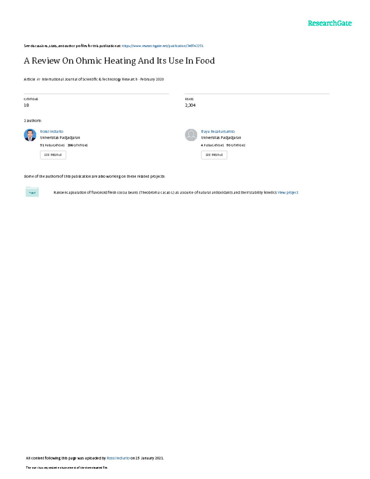 A Review On Ohmic Heating And Its Use In Food - See discussions, stats ...
