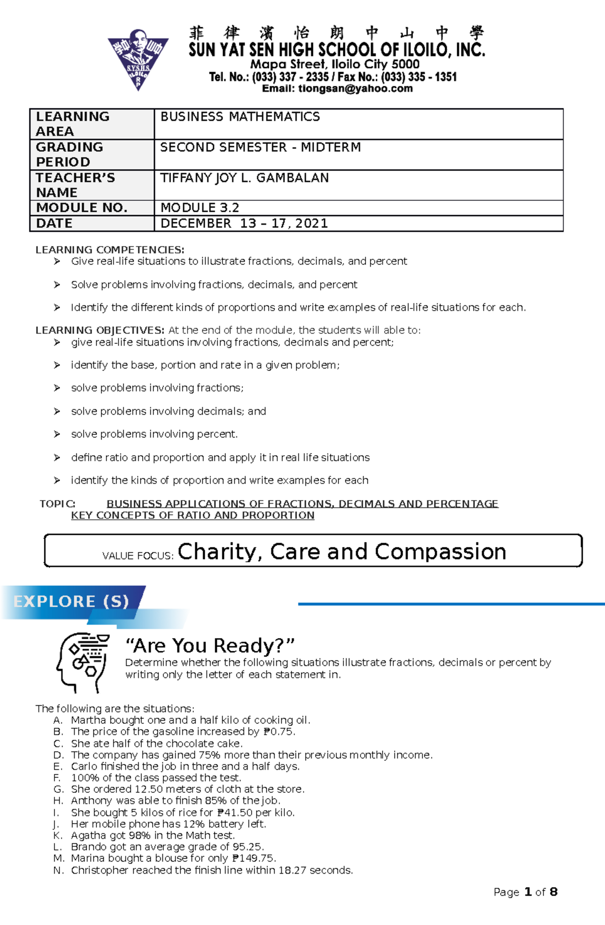 Mathematics 10 _Grade 10_ - LEARNING AREA BUSINESS MATHEMATICS GRADING ...