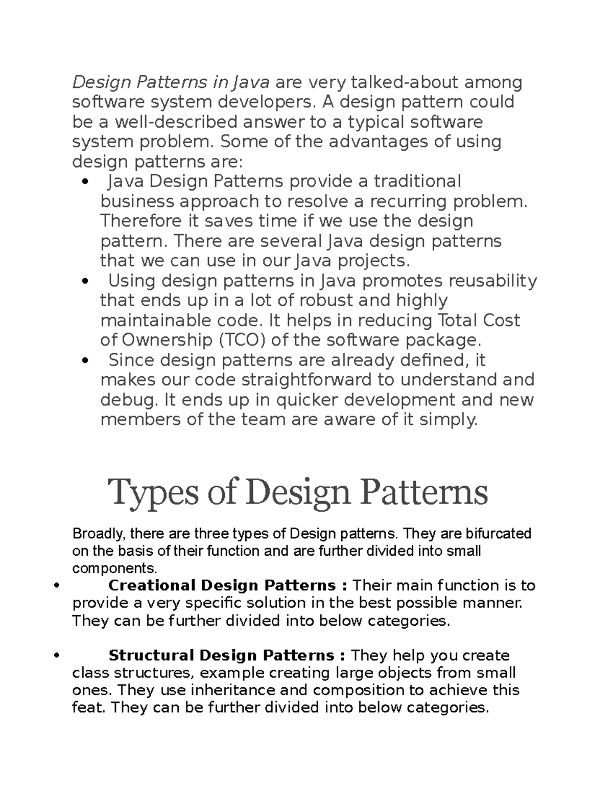Design patterns in java a design pattern could be a well described