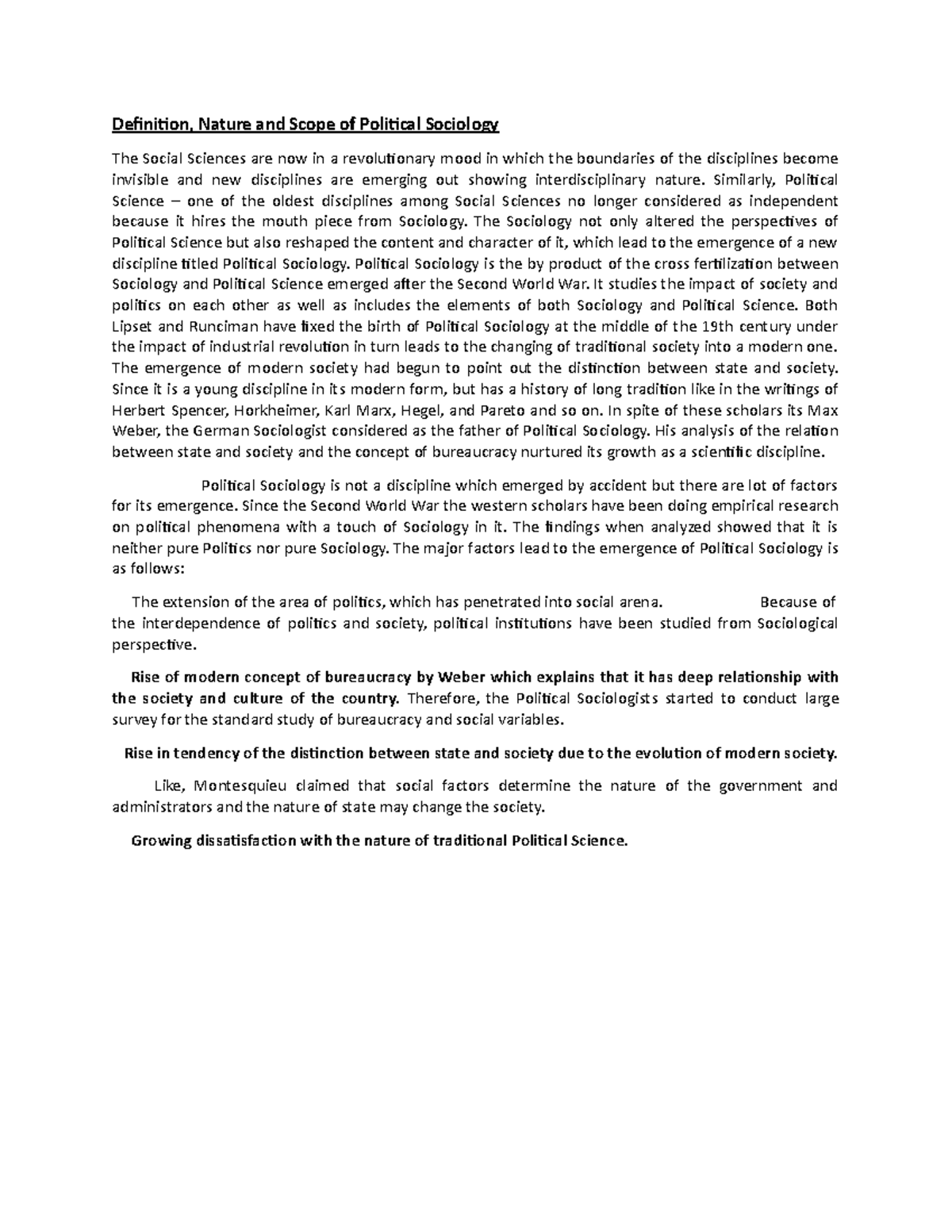 Introduction of Political sociology Definition, Nature and Scope of