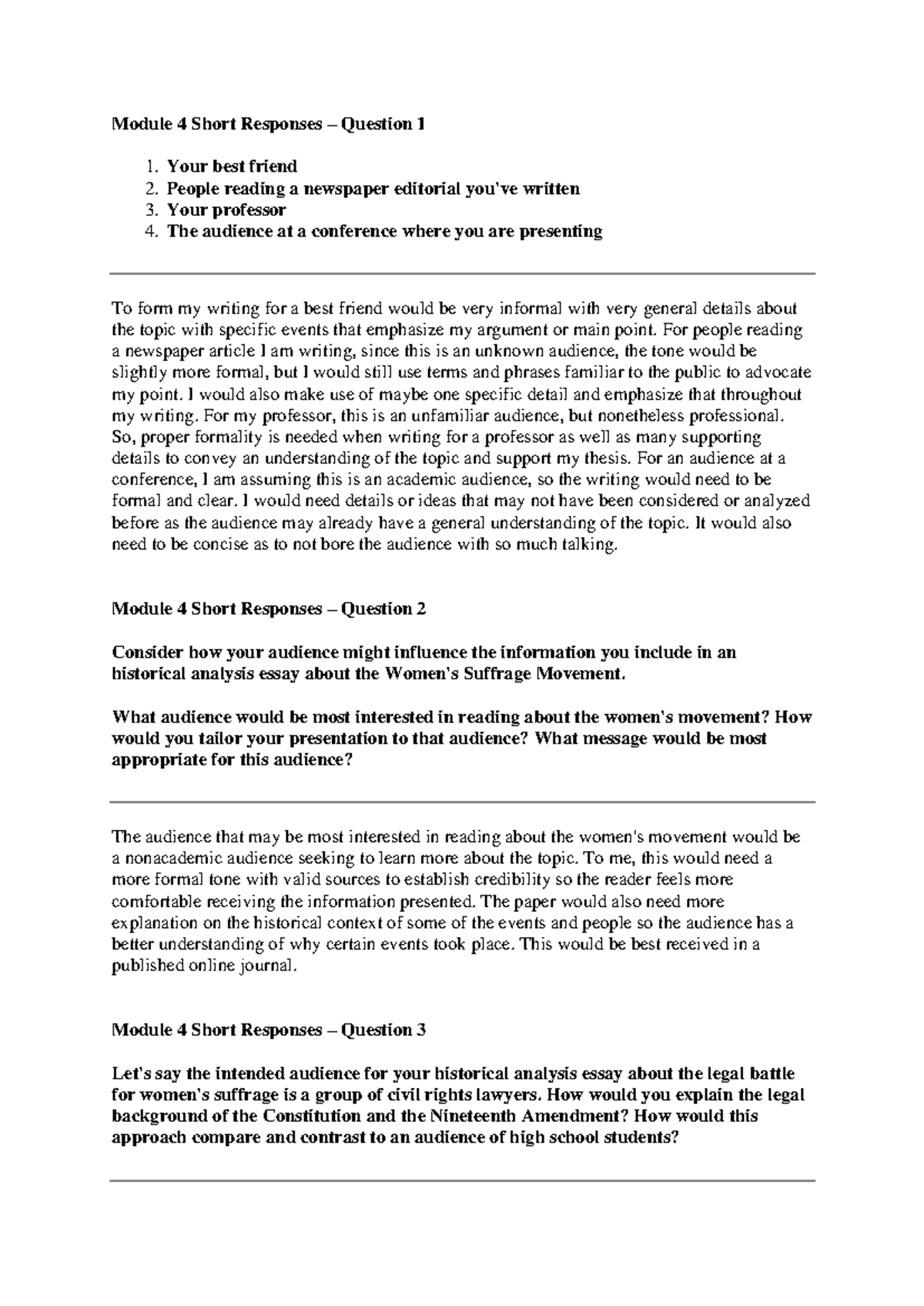 HIS 200 Applied History - Module 4 Short Responses – Question 1 Your ...