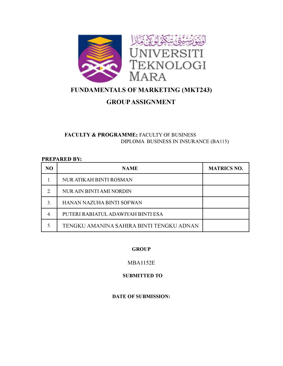 mkt243 group assignment 2021