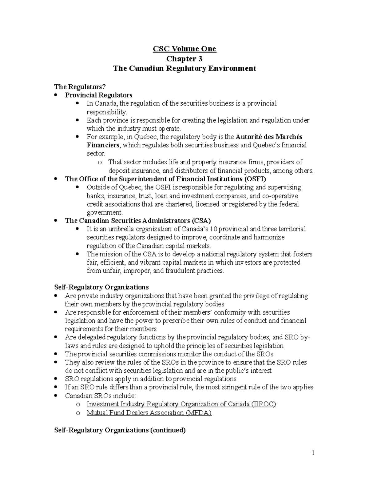 CSC Volume 1 (ch 3) 2018 - detailed chapter notes - CSC Volume One ...