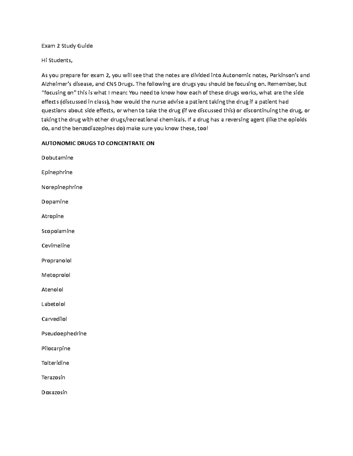 Exam 2 Study Guide - Test 1 - Exam 2 Study Guide Hi Students, As you ...