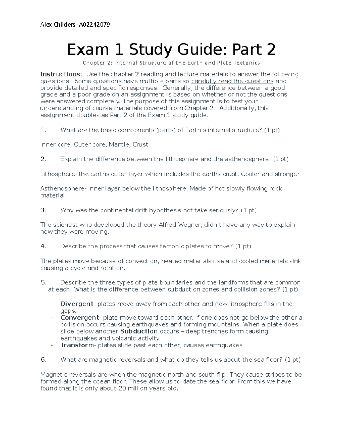 Study Guide Chapter 2 - Alex Childers- A Exam 1 Study Guide: Part 2 ...