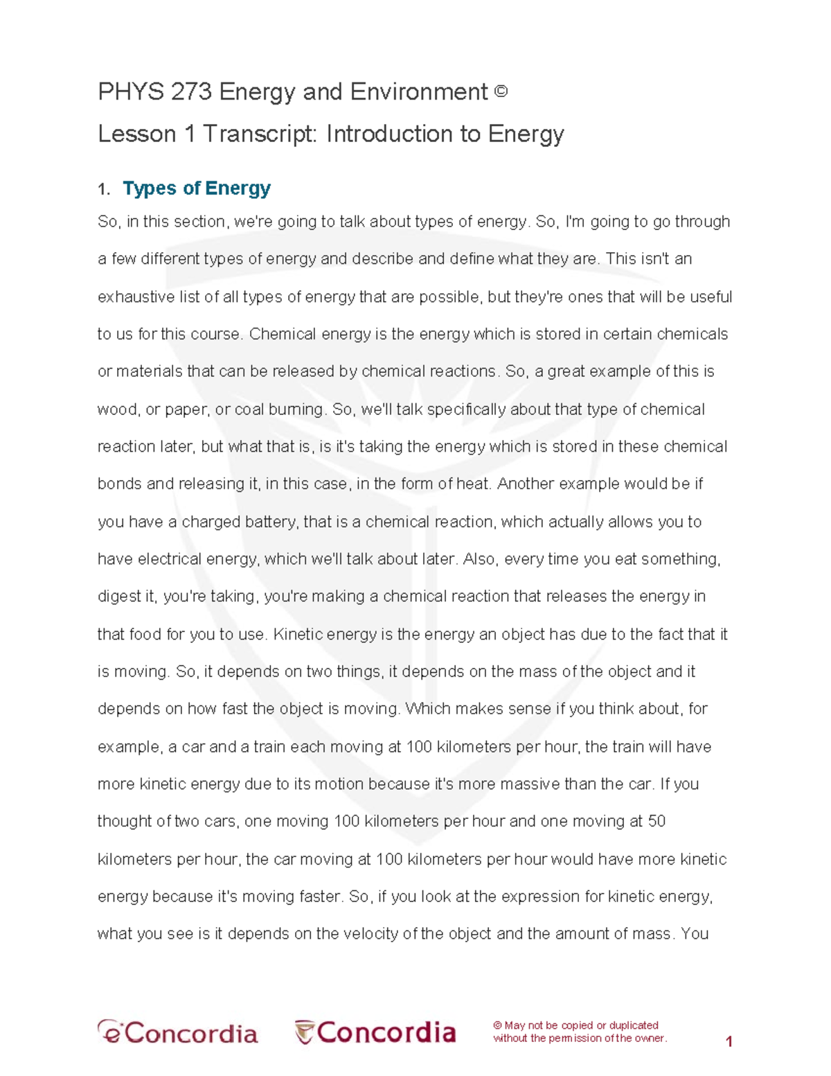 PHYS 273 L1 02 - transcript - PHYS 273 Energy and Environment Lesson 1 ...