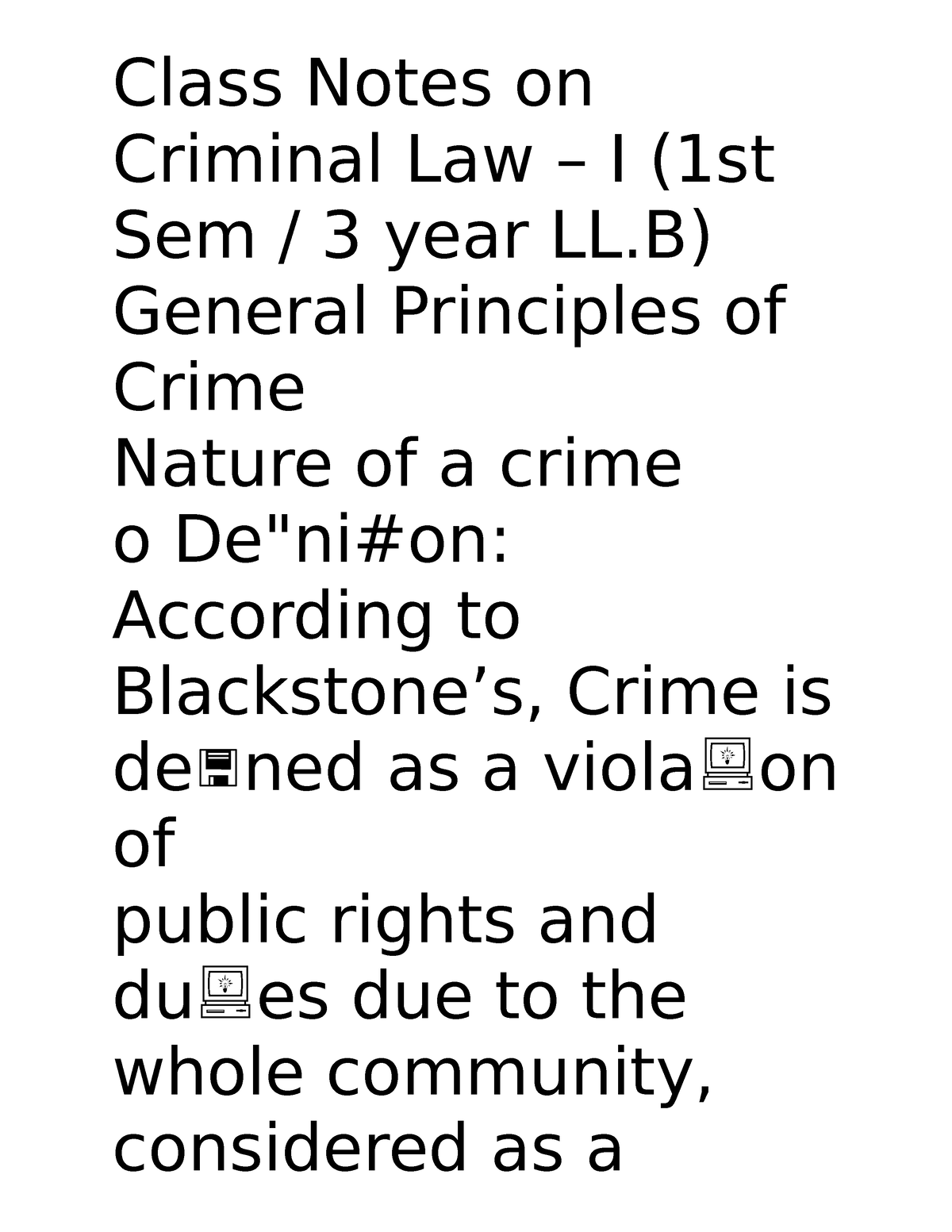 Class Notes On Criminal Law - Class Notes On Criminal Law – I (1st Sem ...