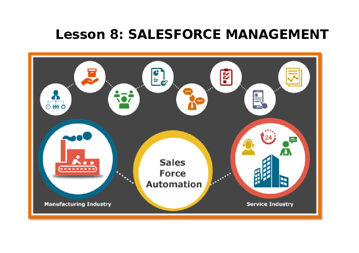 Lesson 8 Lesson 8 SALESFORCE MANAGEMENT THE SALES ORGANIZATION We