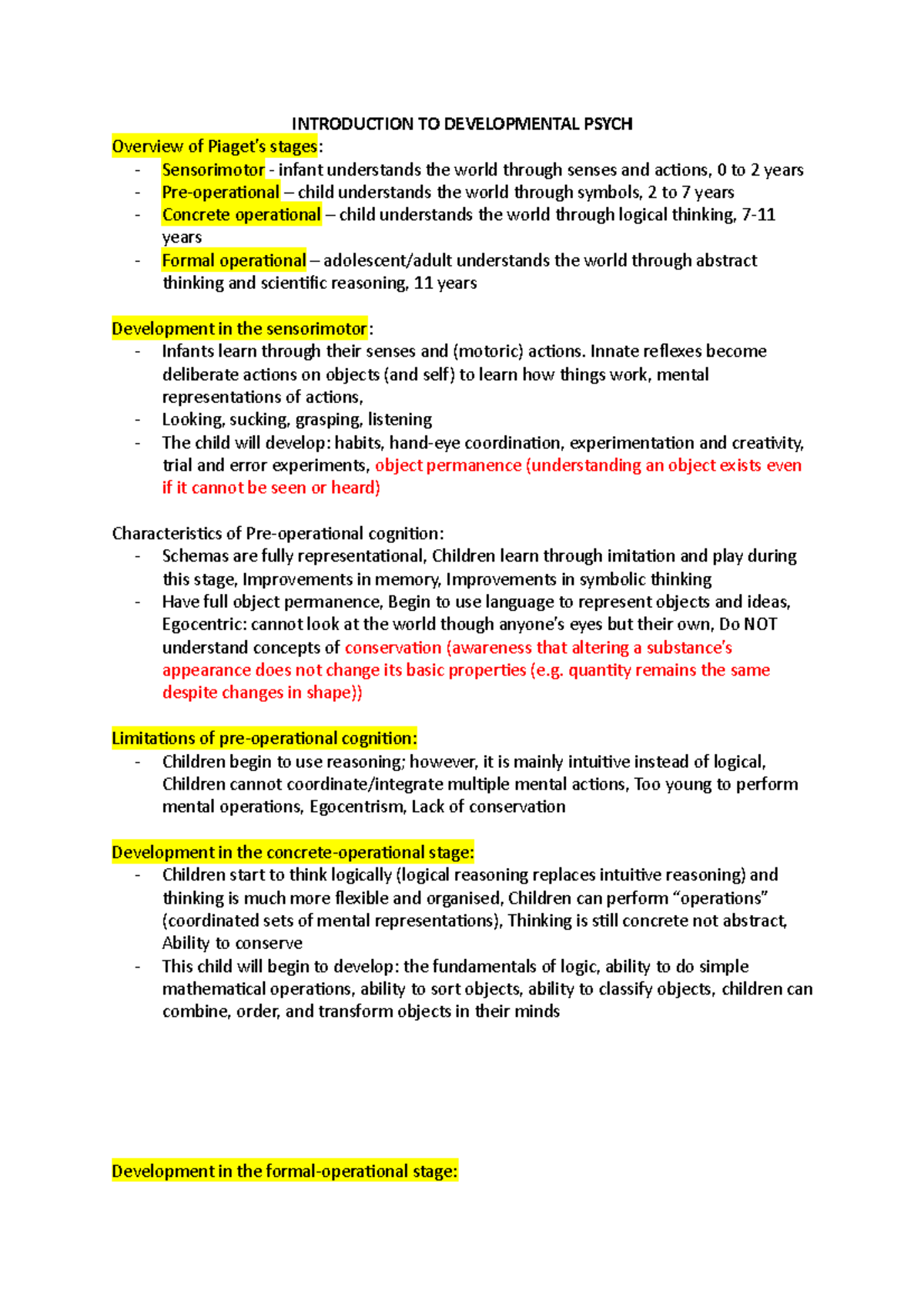 Social and Development Psychology Rough Notes - INTRODUCTION TO ...