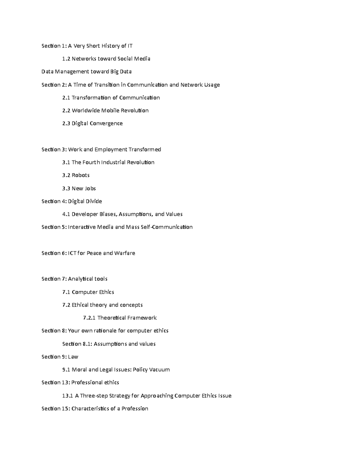 Topics - Section 1: A Very Short History of IT 1 Networks toward Social ...