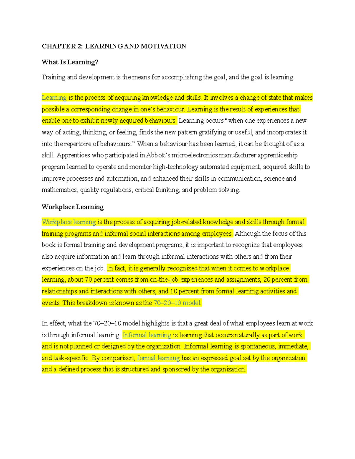 MANA 444 Chapter 2 - Notes for lectures MANA 4444 - CHAPTER 2: LEARNING ...