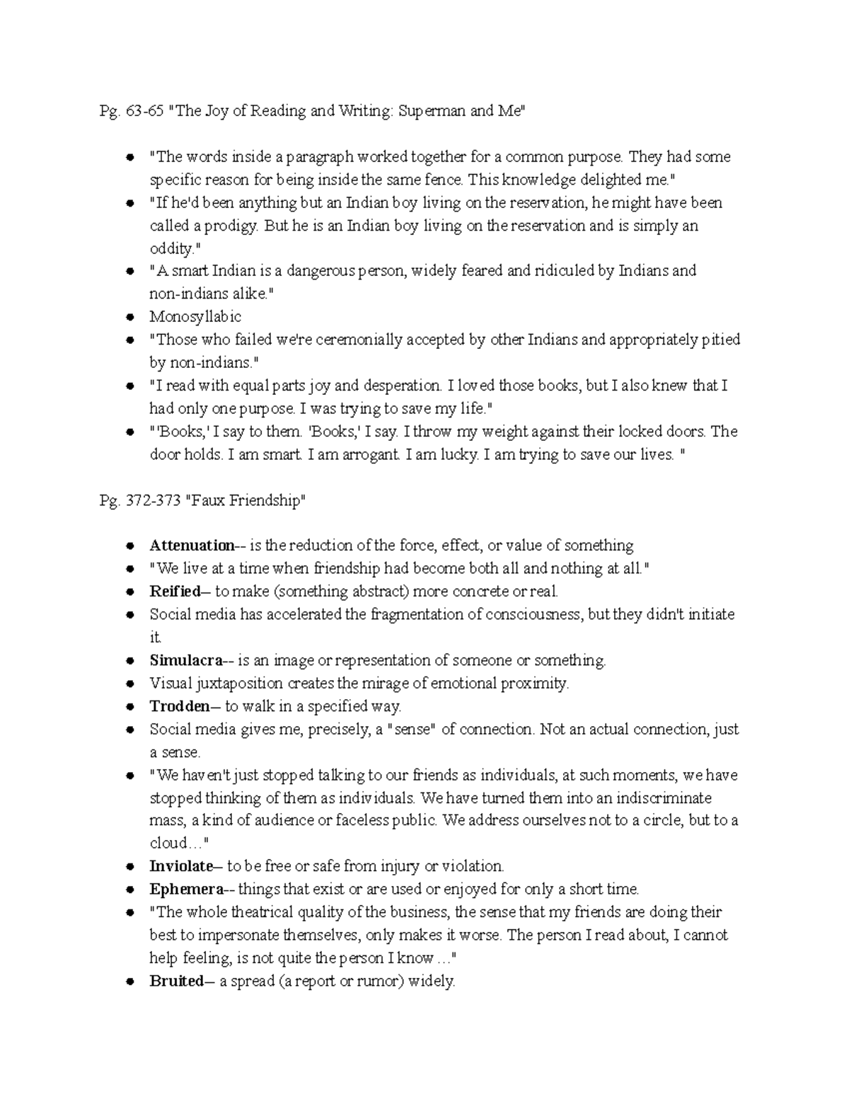 ENG101 Arlington Reader notes Pg. 6365 "The Joy of Reading and