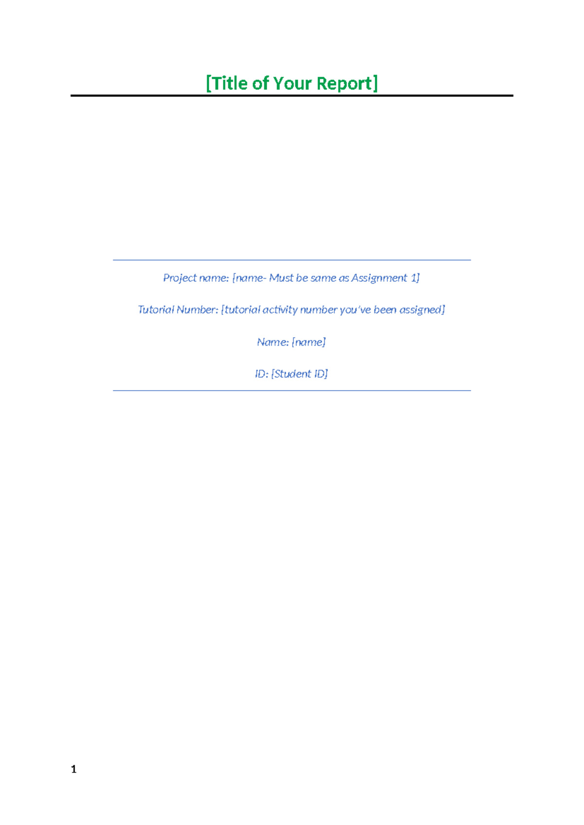 L - Assignment 2 Sample - [Title of Your Report] Project name: [name ...