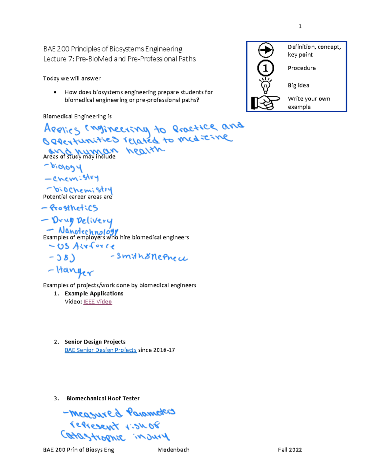 Lecture+7+-+Pre Bio Med Pre Professional+-+Posted+Notes - 1 BAE 200 ...