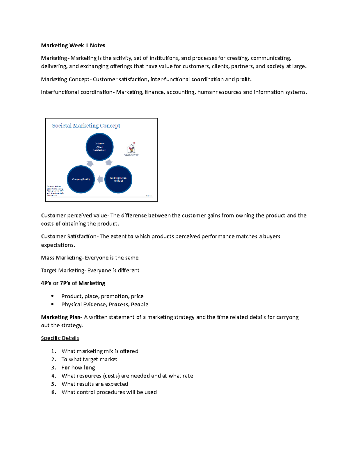 Marketing Exam notes - Marketing Week 1 Notes Marketing- Marketing is ...