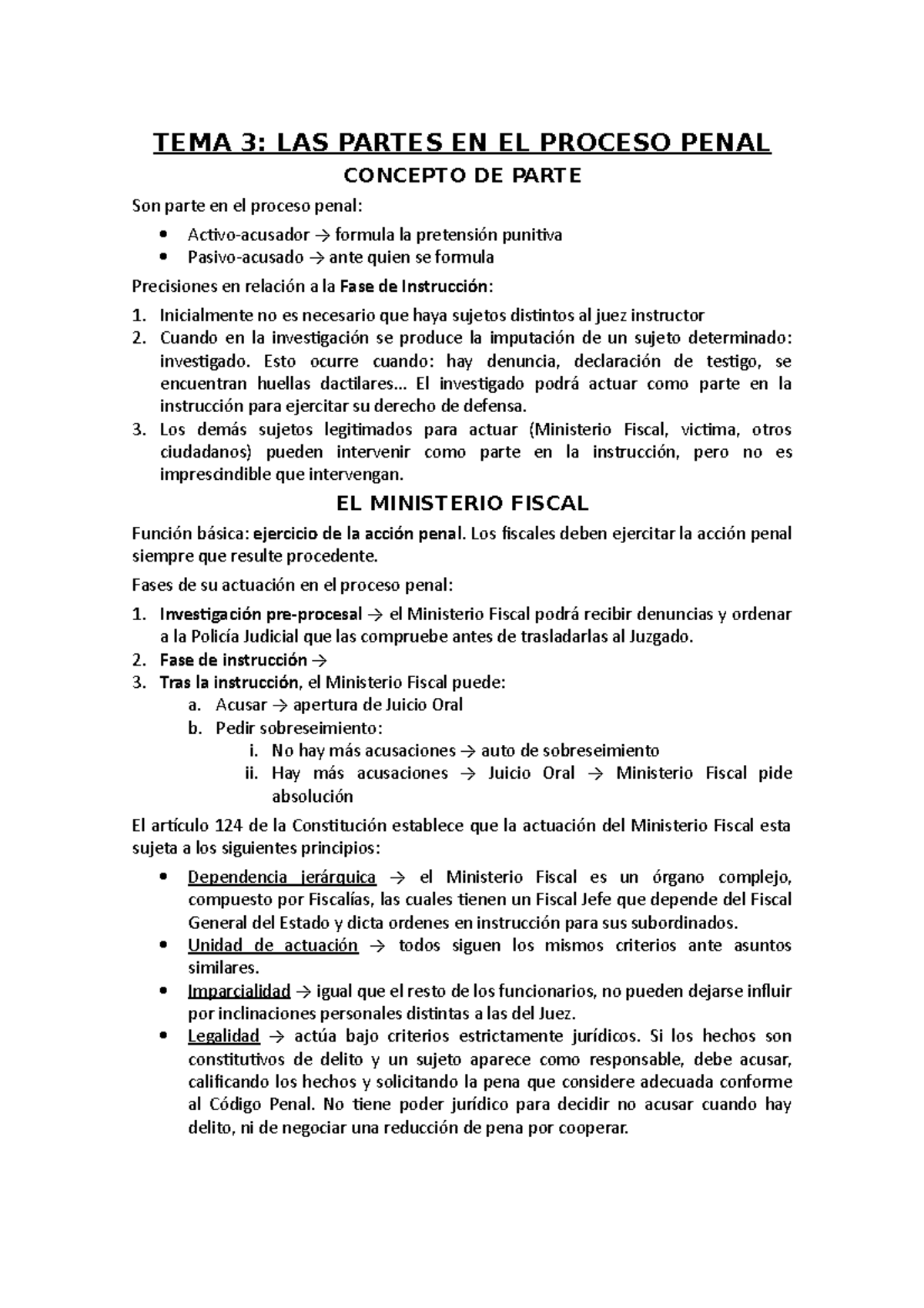 TEMA 3 Derecho Procesal III - TEMA 3: LAS PARTES EN EL PROCESO PENAL ...